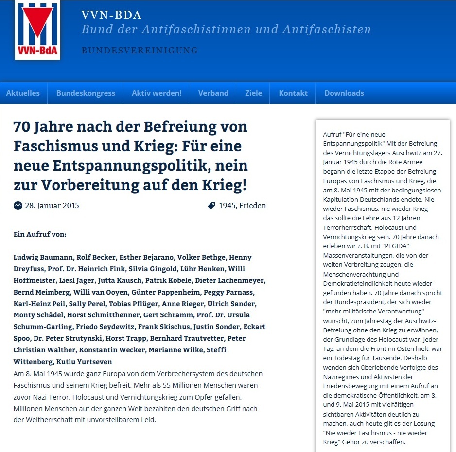 70 Jahre nach der Befreiung von Faschismus und Krieg: Fr eine neue Entspannungspolitik, nein zur Vorbereitung auf den Krieg!