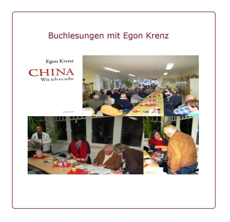 Buchlesungen mit Egon Krenz, ehemaliger Vorsitzender des Staatsrates der DDR, ehemaliger Generalsekretr des ZK der SED und ehemaliger Vorsitzender des Nationalen Verteidigungsrates der DDR. / nach dem Zweiten Weltkrieg bestanden ber vier Jahrzehnte zwei deutsche Staaten mit unterschiedlichen gesellschaftlichen Systemen - die Grndung der DDR erfolgte am 7. Oktober 1949  - die Auflsung der DDR erfolgte am 3. Oktober 1990, dem Tag der Wiedervereinigung der beiden deutschen Staaten.