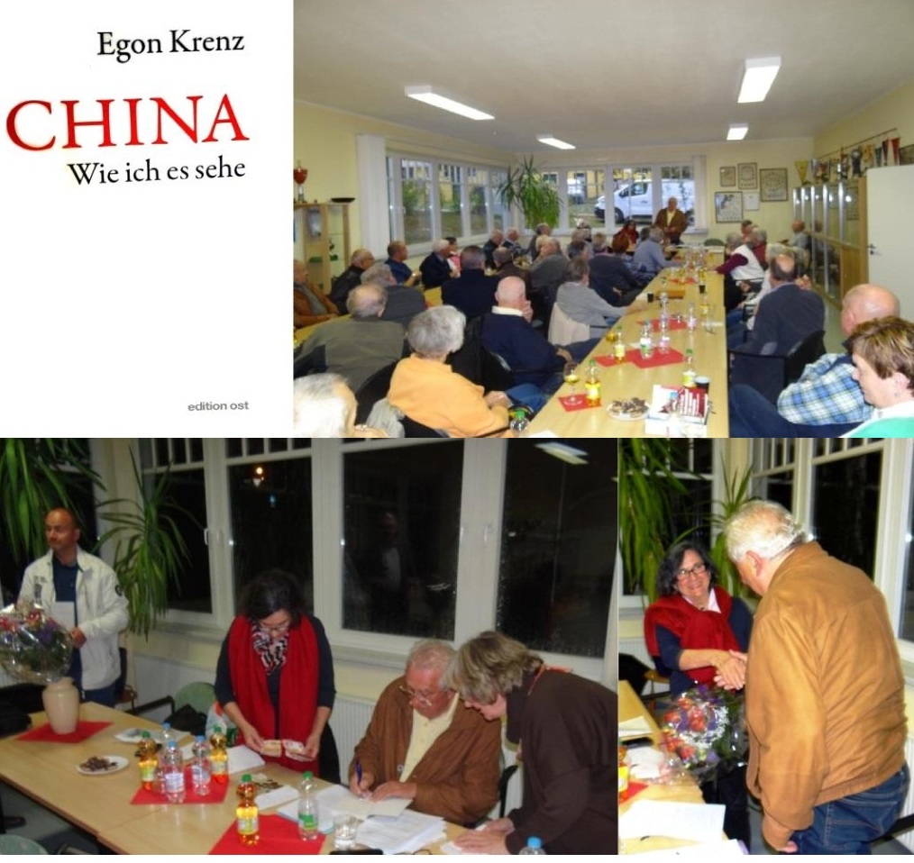 Buchlesung mit Egon Krenz zu seinem neuesten Buch 'CHINA. Wie ich es sehe' - Gemeinsame Veranstaltung der VVN BdA der Hansestadt Stralsund und des Heimat- und Bildungsvereins Ribnitz-Damgarten e. V. am 2. Oktober 2018 im Vereinsraum am Sportplatz 'Stadion am Bodden' in Ribnitz-Damgarten. Fotos: Eckart Kreitlow