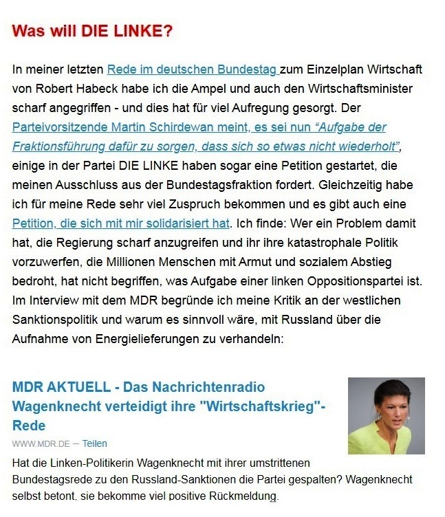 Aus dem Posteingang von Dr. Sahra Wagenknecht (MdB) - Team Sahra 15.09.2022 - Sanktionen - Schluss mit der Doppelmoral - Abschnitt 4 