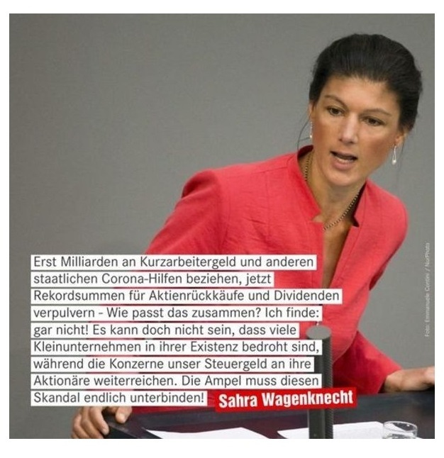 Aus dem Posteingang von Dr. Sahra Wagenknecht (MdB) - Team Sahra 20.01.2022 - Boom trotz Krise: Die Gewinner der Pandemie - Abschnitt 2 