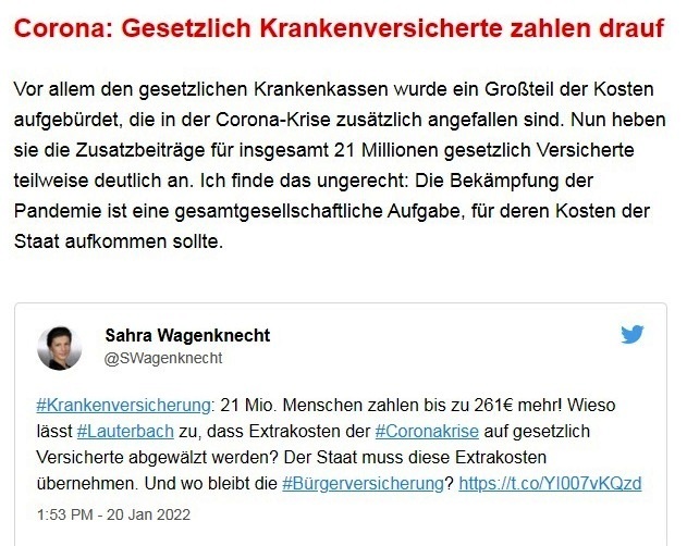 Aus dem Posteingang von Dr. Sahra Wagenknecht (MdB) - Team Sahra 20.01.2022 - Boom trotz Krise: Die Gewinner der Pandemie - Abschnitt 5 