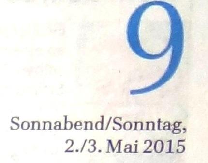 Ribnitz-Damgartener Wochenendausgabe der Ostsee-Zeitung vom 2./3.Mai 2015 Lokalteil Seite 9
