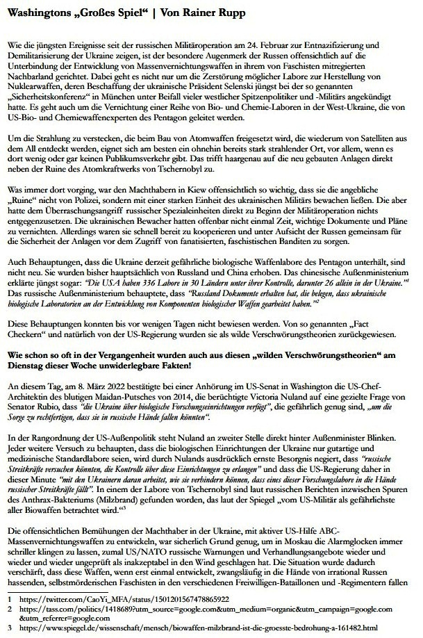 Washingtons 'Großes Spiel' - von Rainer Rupp - 11.03.2022 - Aus dem Posteingang von Siefried Dienel vom 16.03.2022 - E-Mail-Anhang - PDF Seite 1 