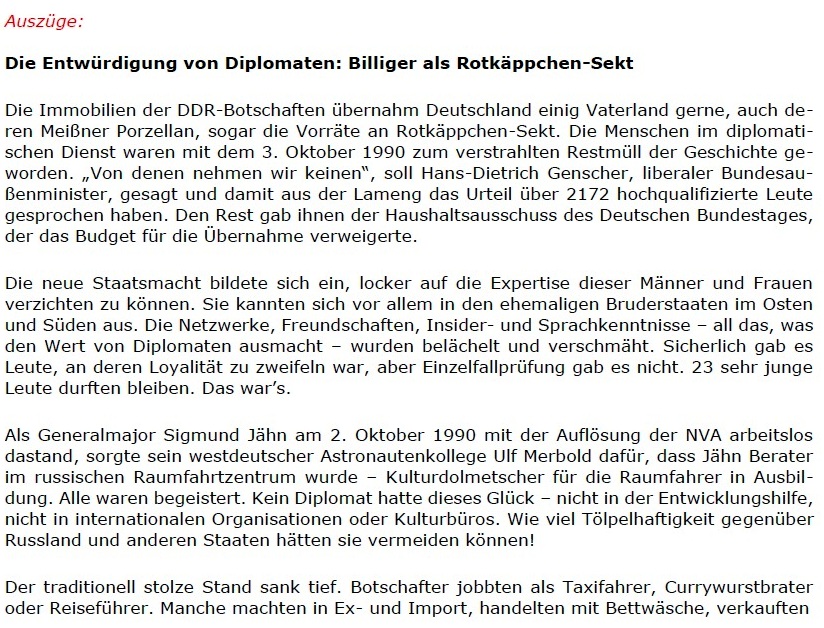 Replik auf den Spiegel: Der Hamburger Spiegel schreibt positiv ber den Osten, und wir sagen 'Danke!' - Berliner Zeitung - 06.06.2021 - Berliner Zeitung: Abwicklung DDR: Diplomaten / Treuhand / Palast der Republik - Aus dem Posteingang vom 13.06.2021 von Dr. Marianne Linke - Link: https://www.berliner-zeitung.de/wochenende/der-hamburger-spiegel-schreibt-positiv-ueber-den-osten-und-wir-sagen-danke-li.162776 - Teil 2 