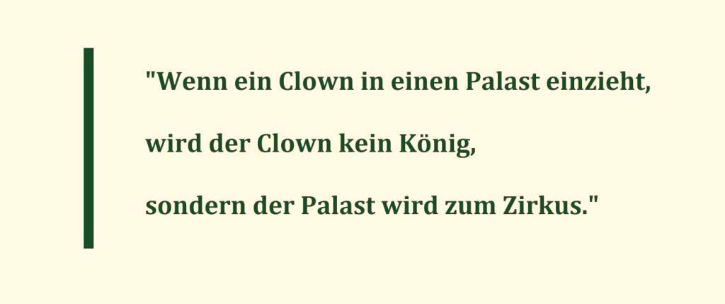 Regt sich Widerstand? Traditionsunternehmen finanziert Protestplakat gegen Habeck und Co. - Unter dem Antlitz der beiden Bundesminister der Grnen Auenministerin Annalena Baerbock und Wirtschaftsminister Robert Habeck steht ein Spruch, der es in sich hat: 'Wenn ein Clown in einen Palast einzieht, wird der Clown kein Knig, sondern der Palast wird zum Zirkus.' - 7 Juni 2023 16:08 Uhr - RT DE - Link: https://test.rtde.live/inland/172063-regt-sich-widerstand-traditionsunternehmen-finanziert/